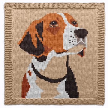 Beagle Square Knitting Pattern, Hunting Dog Block