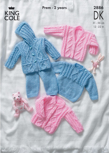 Sweater, Jacket, Trousers and Cardigan in King Cole Comfort Baby DK - 2886 - Leaflet