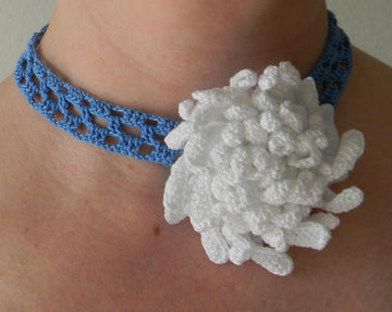 Chrysanthemum, crochet flower necklace