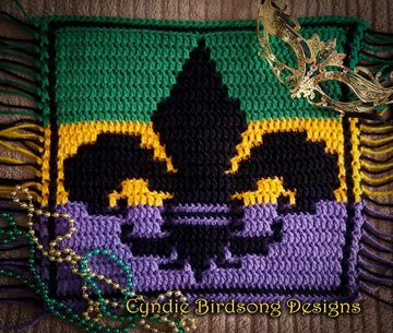 Overlay Mosaic Crochet Square - Fleur-de-lis
