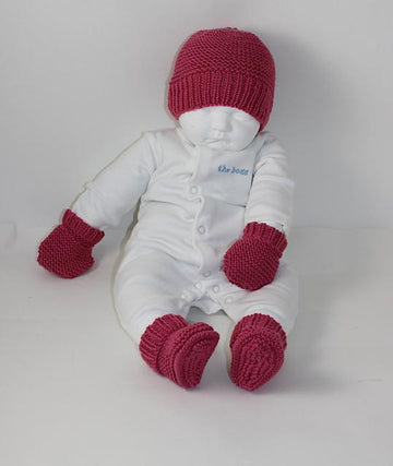 New Baby Booties Beanie and Mittens Set