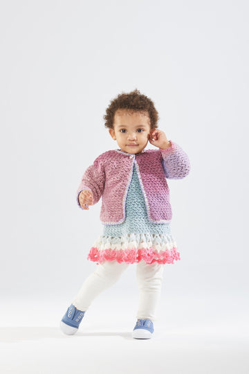 Tea Party Dress and Cardi in Lion Brand Mandala - Downloadable PDF
