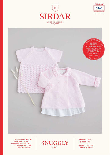Dress & Matinee Coat in Sirdar Snuggly 4 Ply - 5466 - Downloadable PDF