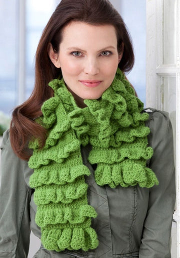 Rows of Ruffles Scarf in Red Heart Shimmer Solids - LW2570