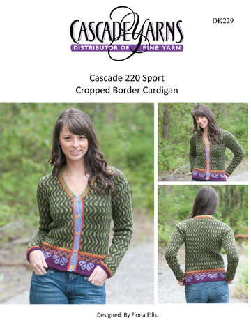 Cropped Border Cardigan in Cascade 220 Sport - DK229