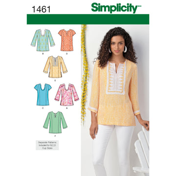 Simplicity Women's and Plus Tunic with Neckline and Sleeve Variations 1461 - Sewing Pattern