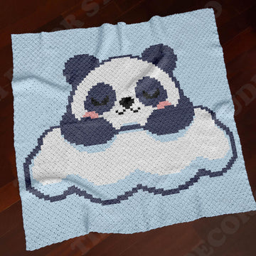 C2C Panda Sleeping Blanket Chinese Bear on Cloud Graphghan Cute Afghan CROCHET PATTERN