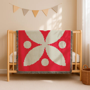 Corner-to-Corner C2C Botanical Graphgan Red Newborn Blanket Crochet PATTERN