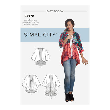 Simplicity Women's Fashion Jacket with Length, Fabric and Trim Variations 8172 - Paper Pattern, Size A (XXS-XS-S-M-L-XL-XXL)