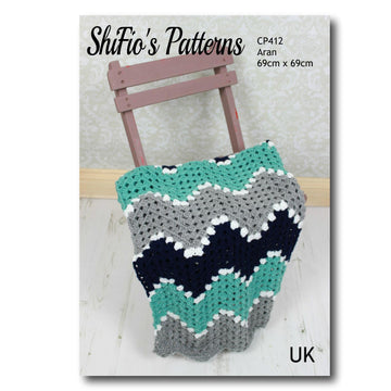 Crochet pattern baby ripple afghan blanket UK & USA Terms #412