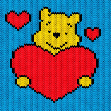 Winnie the Pooh in Love Knitting Chart