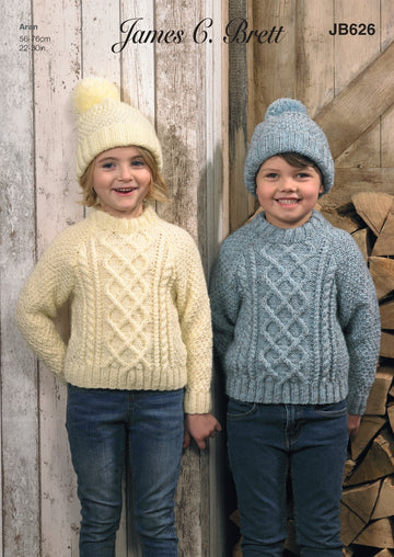 Jumper in James C. Brett Aztec Aran - JB626 - Leaflet