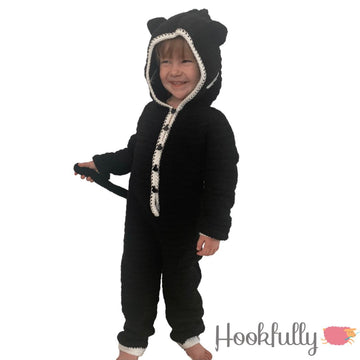 Black cat kids onesie costume