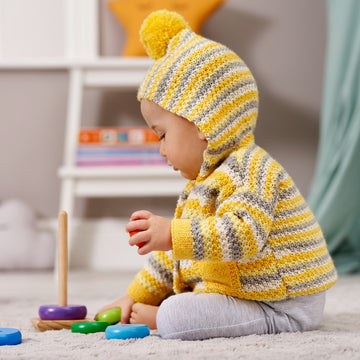 Hello Sunshine Hooded Jacket in West Yorkshire Spinners Bo Peep Luxury Baby DK - DBP0216 - Downloadable PDF