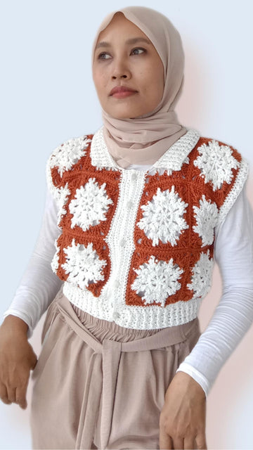 Sunshine in Winter Snowflake Squares Vest