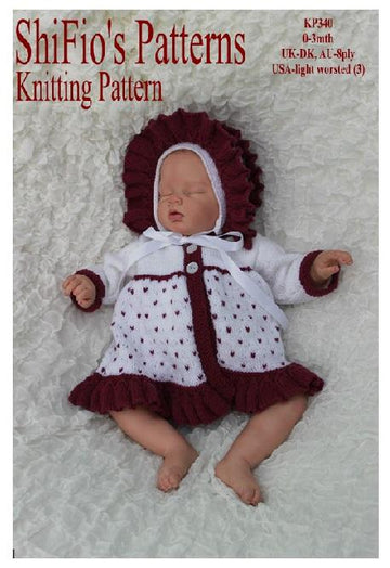Knitting pattern baby jacket and hat #340