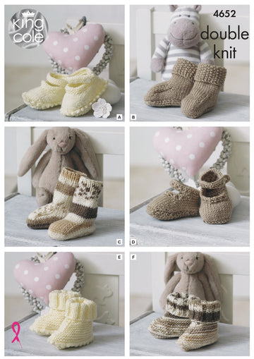 Socks, Booties & Shoes in King Cole Cherish - 4652 - Downloadable PDF