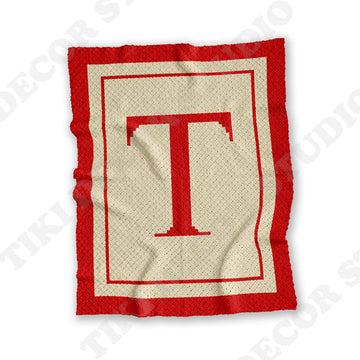 Initial Letter T Stroller Baby Blanket C2C CROCHET PATTERN