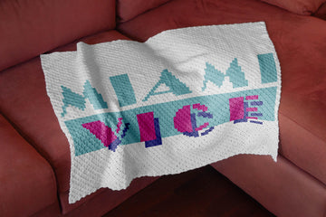 Miami Vice Art Deco Lapghan C2C Crochet Pattern 80's TV Blanket