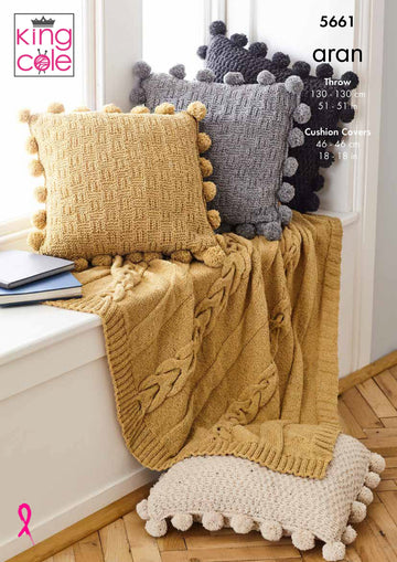 Throw & Cushion Covers in King Cole Forest Aran - 5661 - Leaflet