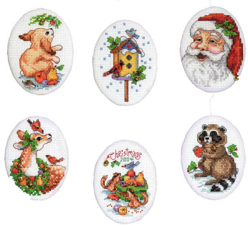 Santa and Animals Ornaments - PDF