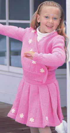 Daisy Wrap Cardigan & Skirt in Patons Astra