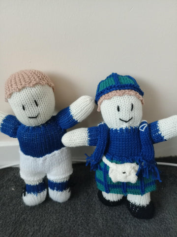 Knitted scotland footballer and fan