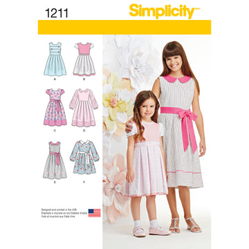 Simplicity Child's and Girls' Dress in two lengths 1211 - Sewing Pattern