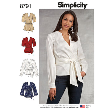 Simplicity 8791 Misses Wrap Tops - Sewing Pattern