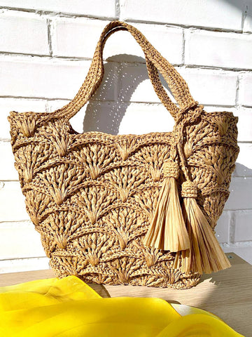 Crochet Raffia Tote Bag Pattern: Beach Shell Bag