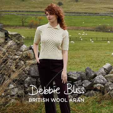Cable Sweater with Collar - Top Knitting Pattern for Women in Debbie Bliss British Wool Aran by Debbie Bliss