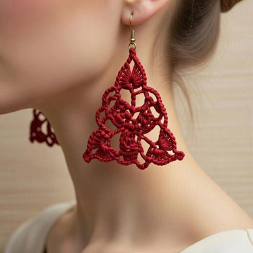 Crochet Triangle Earrings Pattern PDF, Boho Crochet Earrings, Easy Crochet Jewelry, Beginner Earrings Tutorial, Video Tutorial