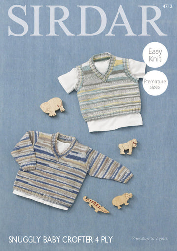 V Neck Sweater and Tank Top in Sirdar Snuggly Baby Crofter 4 Ply - 4712 - Downloadable PDF