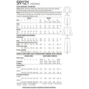 Simplicity Children's & Misses' Top & Pants S9121 - Paper Pattern, Size A (3 - 8 /XS-XL)