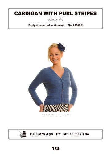 Cardigan with Purl Stripes in BC Garn Semilla Fino - 2195BC - Downloadable PDF