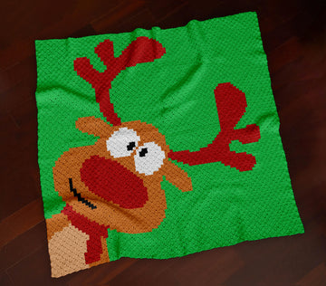 Christmas Reindeer Square Blanket C2C Crochet Pattern