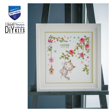 Vervaco Counted Cross Stitch Kit Cheeky Kitten Cross Stitch Kit - 30cm x 31cm (12in x 12.4in)