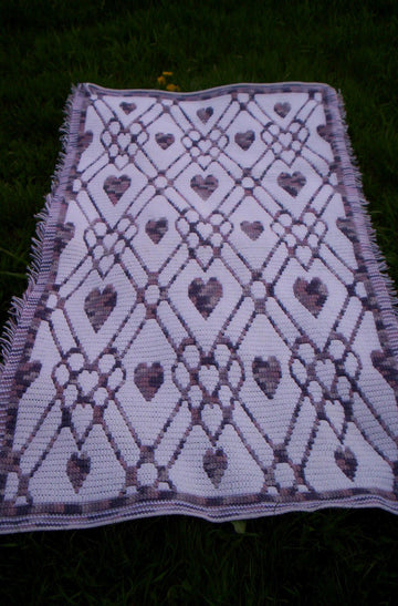 Plaid Hearts Throw - Overlay Mosaic Crochet Pattern