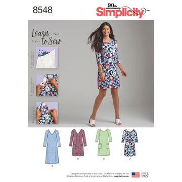 Simplicity Women’s' Knit Dress 8548 - Paper Pattern, Size A (10-12-14-16-18-20-22)