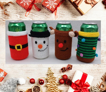 PDF Christmas DK knitting pattern - Can Sleeve Cosy/Cosies