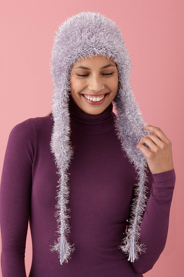 Lush Warm Hat in Lion Brand Martha Glitter Eyelash and Martha Extra Soft Wool Blend - L10440