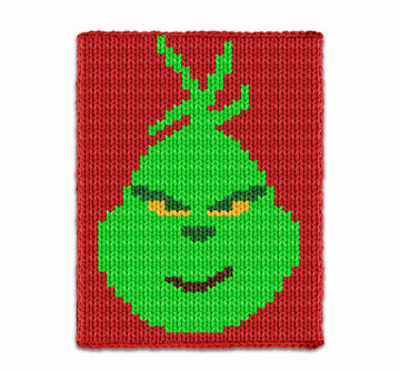 Christmas Smiling Grinch - Chunky Blanket - Hand Finger Knitting