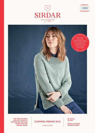 Round Neck Womens Sweater in Sirdar Snuggly Cashmere Merino Silk DK - 10204 - Downloadable PDF