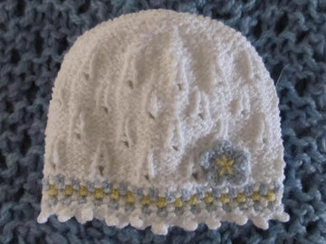 Hat with Striped Slip Stitch Border, Picot Trim