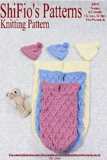 Knitting Pattern for baby cocoon 3 sizes #170