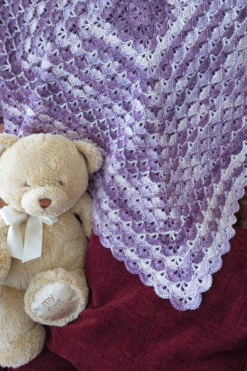 Cutie Pie Lavender Shell Stitch Baby Blanket