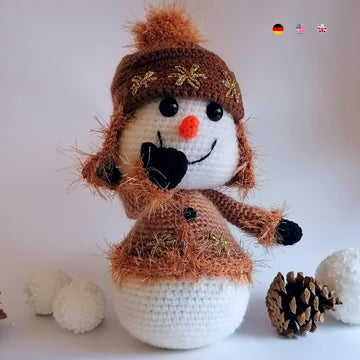 Snowman. Golden Christmas