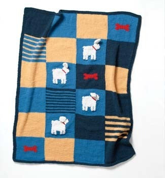 Knit Puff Doggy Blanket in Lion Brand Wool-Ease