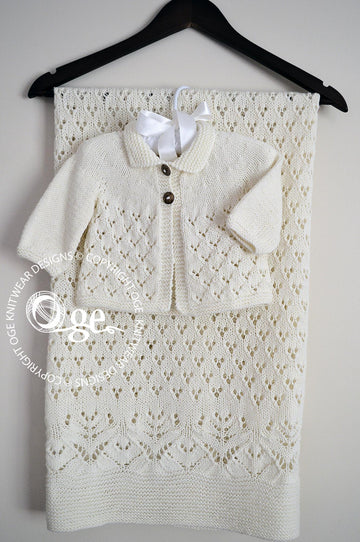 Lace and Diamond Heirloom Blanket and matching Jacket - P098
