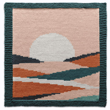 Sunrise Sunset Mountain Landscape Square Knitting Pattern